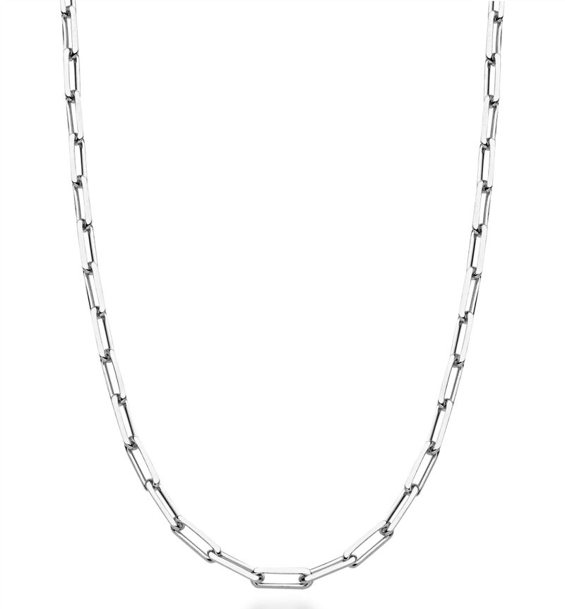 Miabella Italian Solid 925 Sterling Silver, 18Kt Gold Plated 3mm Paperclip Link Chain Necklace for Women Men, Made in Italy (SI, 16 Inches) - Image 1